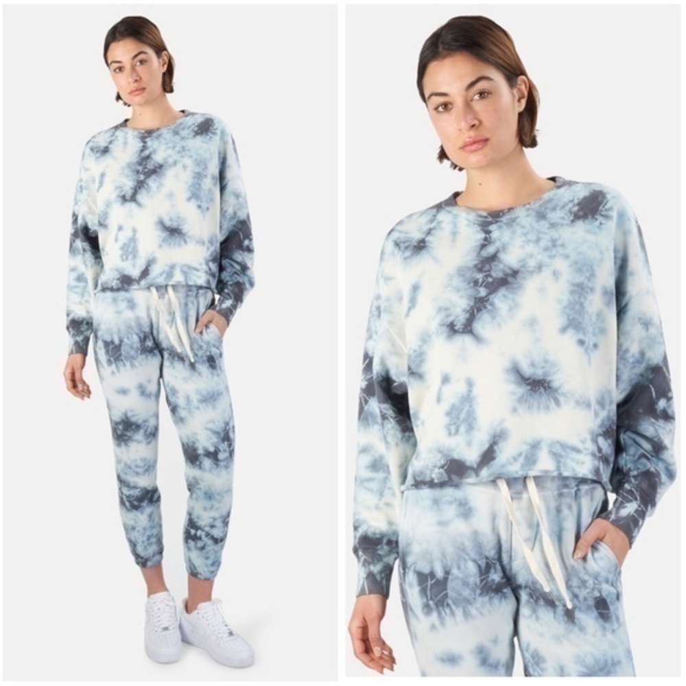 NSF Clothing Revolve Sonia Crew Neck Storm Tie Dye Sweater Drop Shoulder NWT